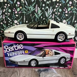VINTAGE MATTEL BARBIE white Ferrari car 1980’s with original box!!